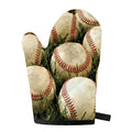 Baseballs On Field Print Single Oven Mitt