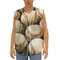 Baseballs On Field Print Sleeveless Baseball Jersey