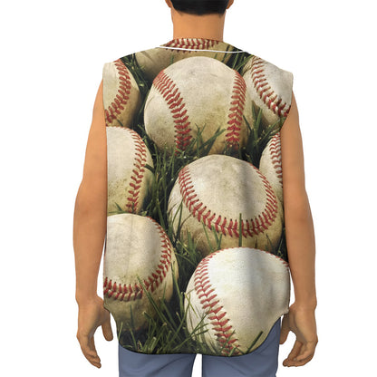 Baseballs On Field Print Sleeveless Baseball Jersey