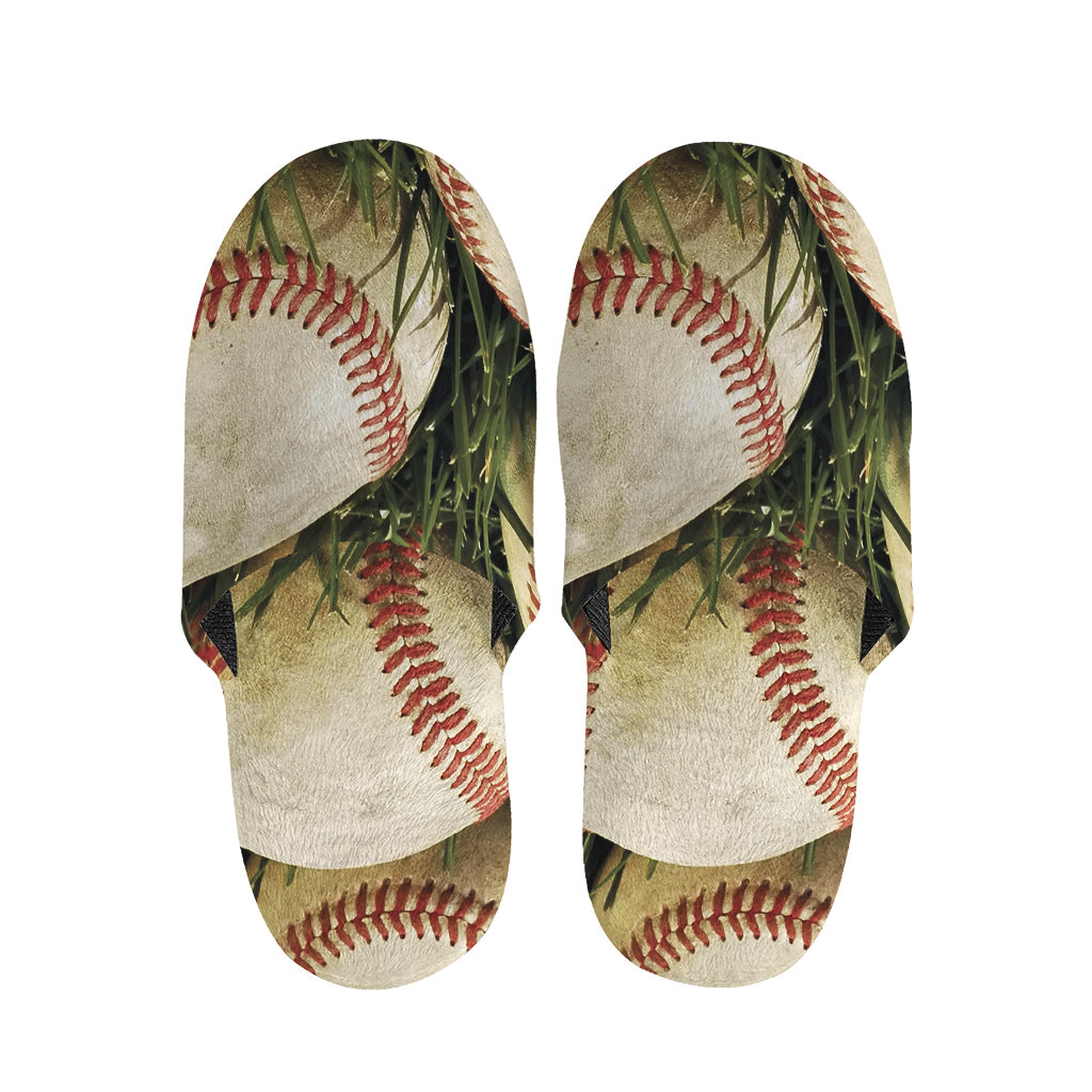 Baseballs On Field Print Slippers