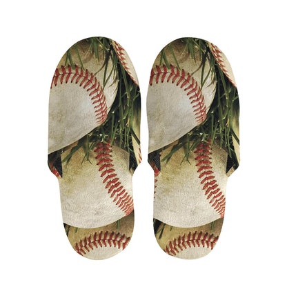 Baseballs On Field Print Slippers