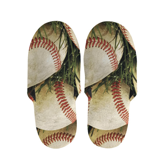 Baseballs On Field Print Slippers