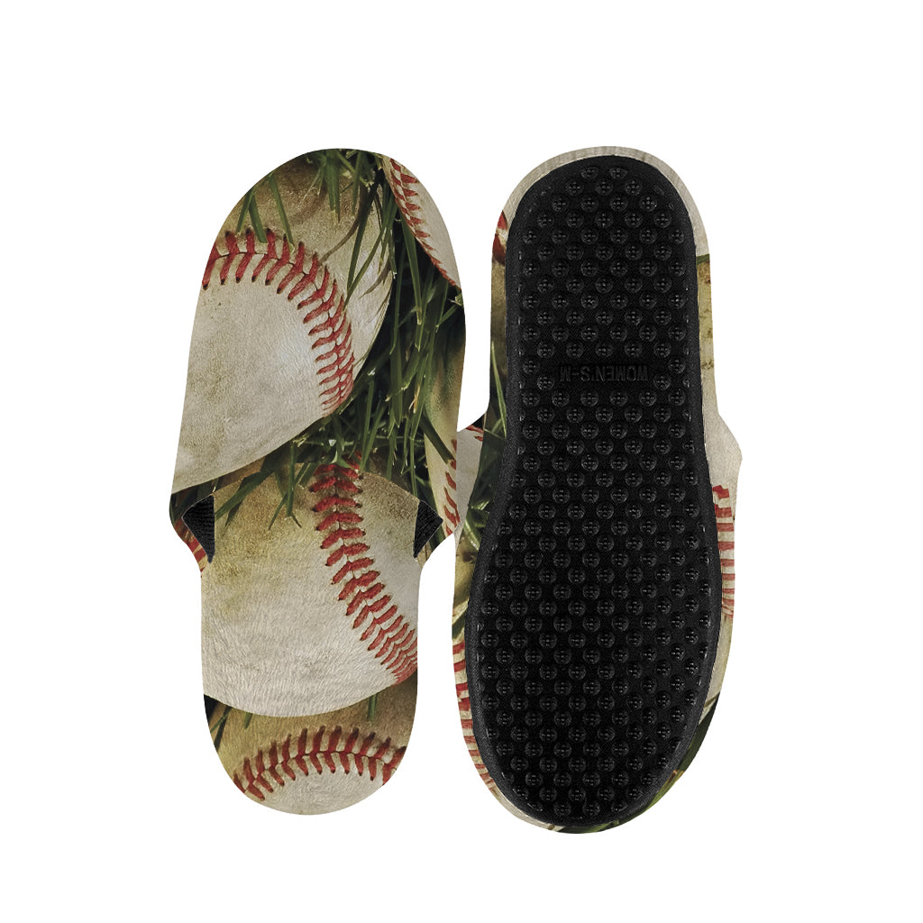 Baseballs On Field Print Slippers