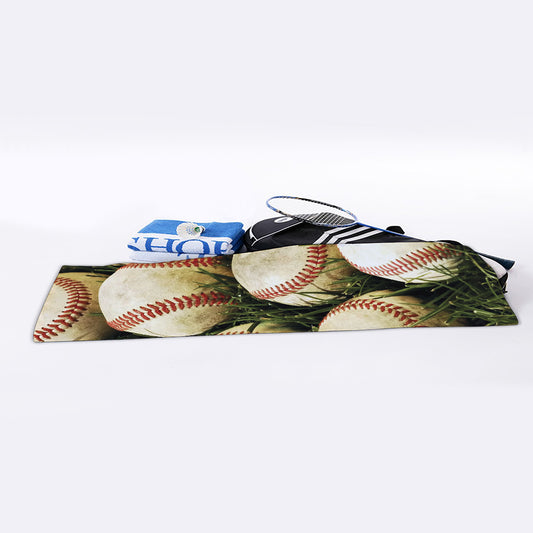 Baseballs On Field Print Sports Towel