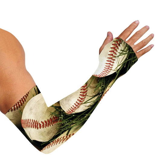 Baseballs On Field Print Sun Protection Arm Sleeves