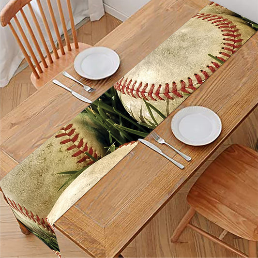 Baseballs On Field Print Table Runner