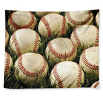 Baseballs On Field Print Tapestry