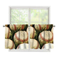 Baseballs On Field Print Tier Curtains