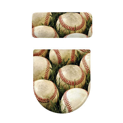 Baseballs On Field Print Toilet Lid And Tank Cover Set