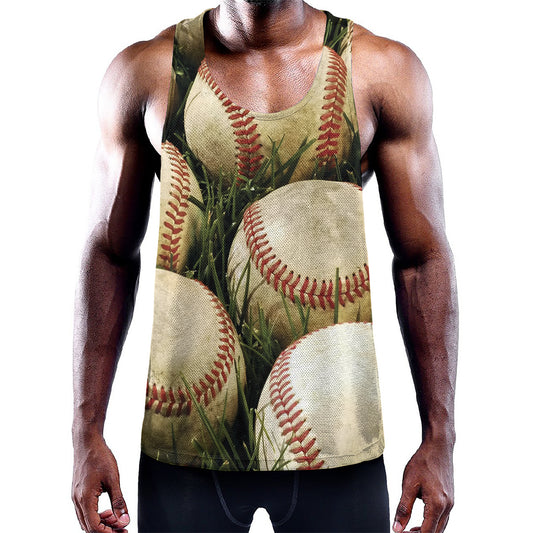 Baseballs On Field Print Training Tank Top