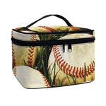 Baseballs On Field Print Travel Makeup Bag