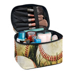 Baseballs On Field Print Travel Makeup Bag