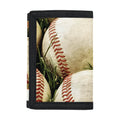 Baseballs On Field Print Trifold Wallet