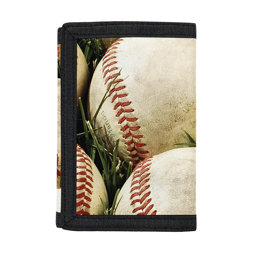 Baseballs On Field Print Trifold Wallet