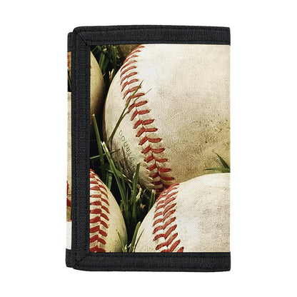 Baseballs On Field Print Trifold Wallet