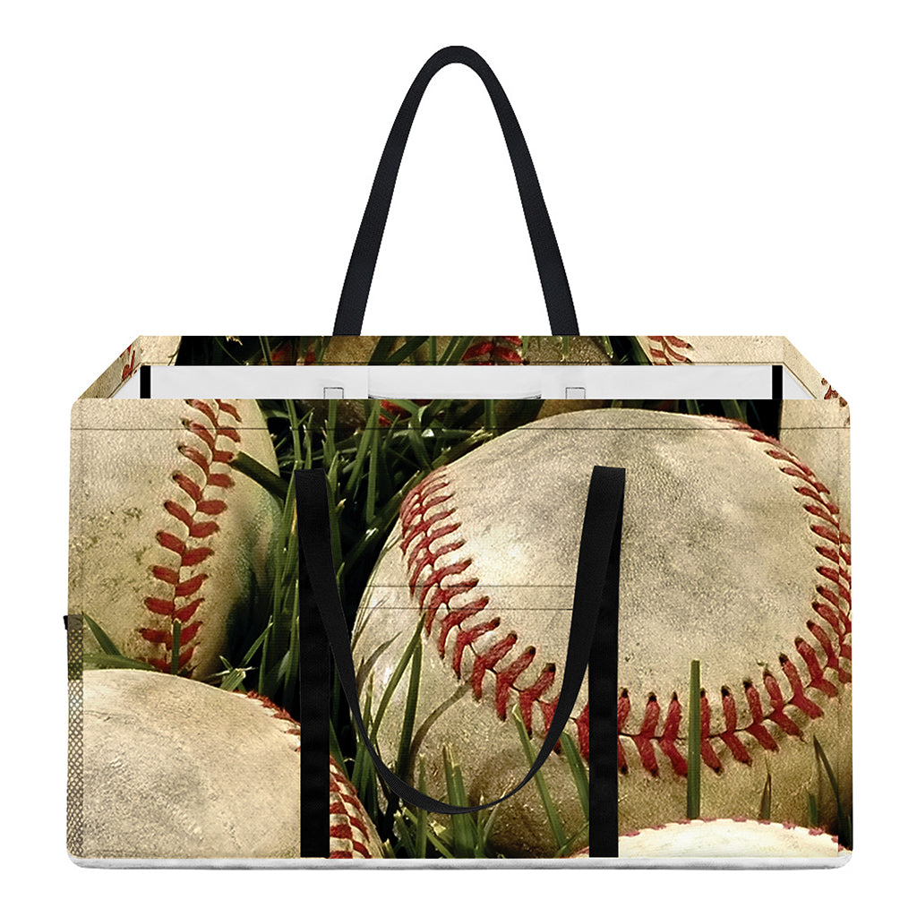 Baseballs On Field Print Utility Tote Bag