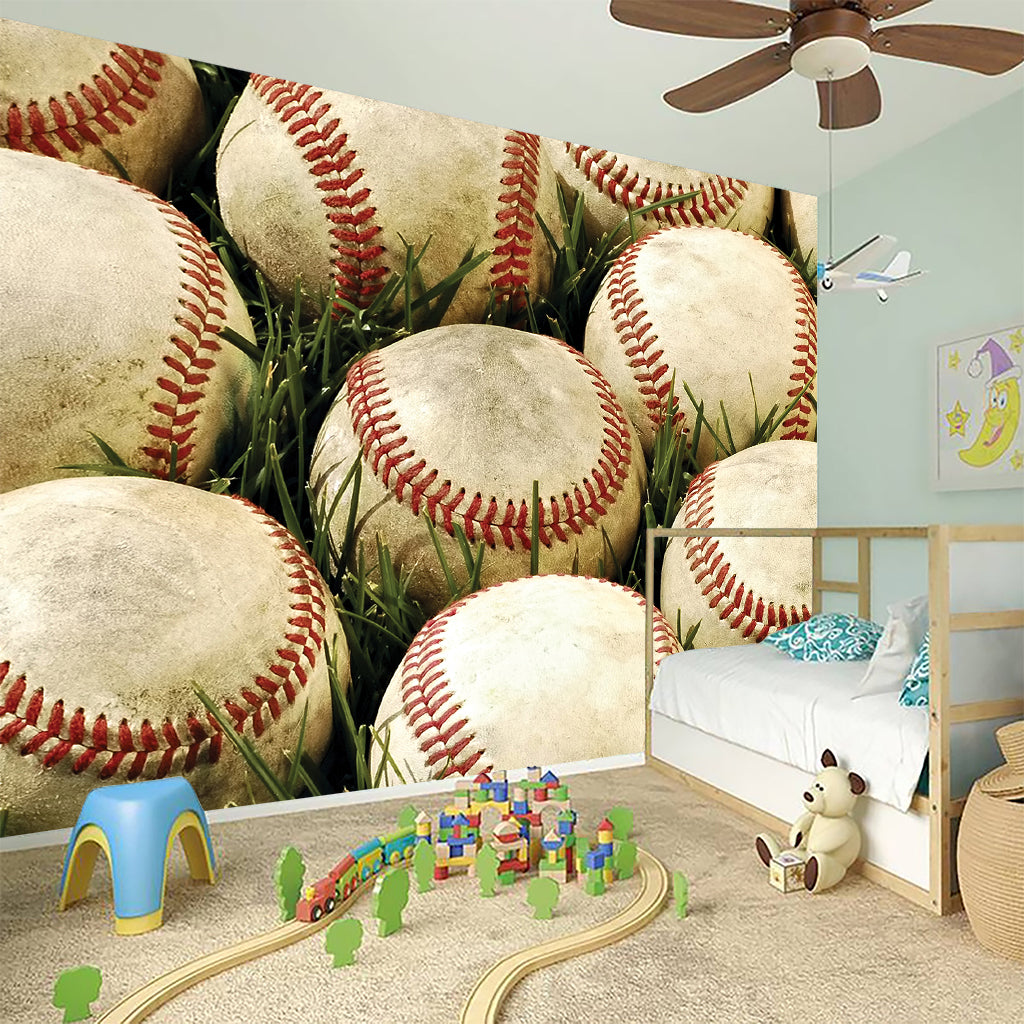 Baseballs On Field Print Wall Sticker