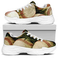 Baseballs On Field Print White Chunky Shoes