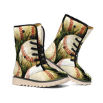 Baseballs On Field Print Winter Boots