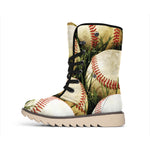 Baseballs On Field Print Winter Boots
