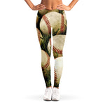 Baseballs On Field Print Women's Leggings