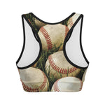 Baseballs On Field Print Women's Sports Bra