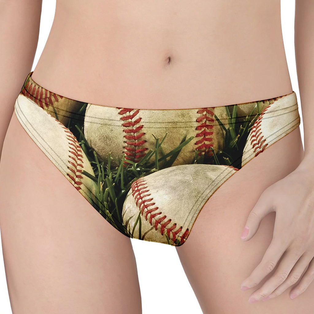 Baseballs On Field Print Women's Thong