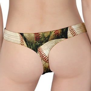 Baseballs On Field Print Women's Thong