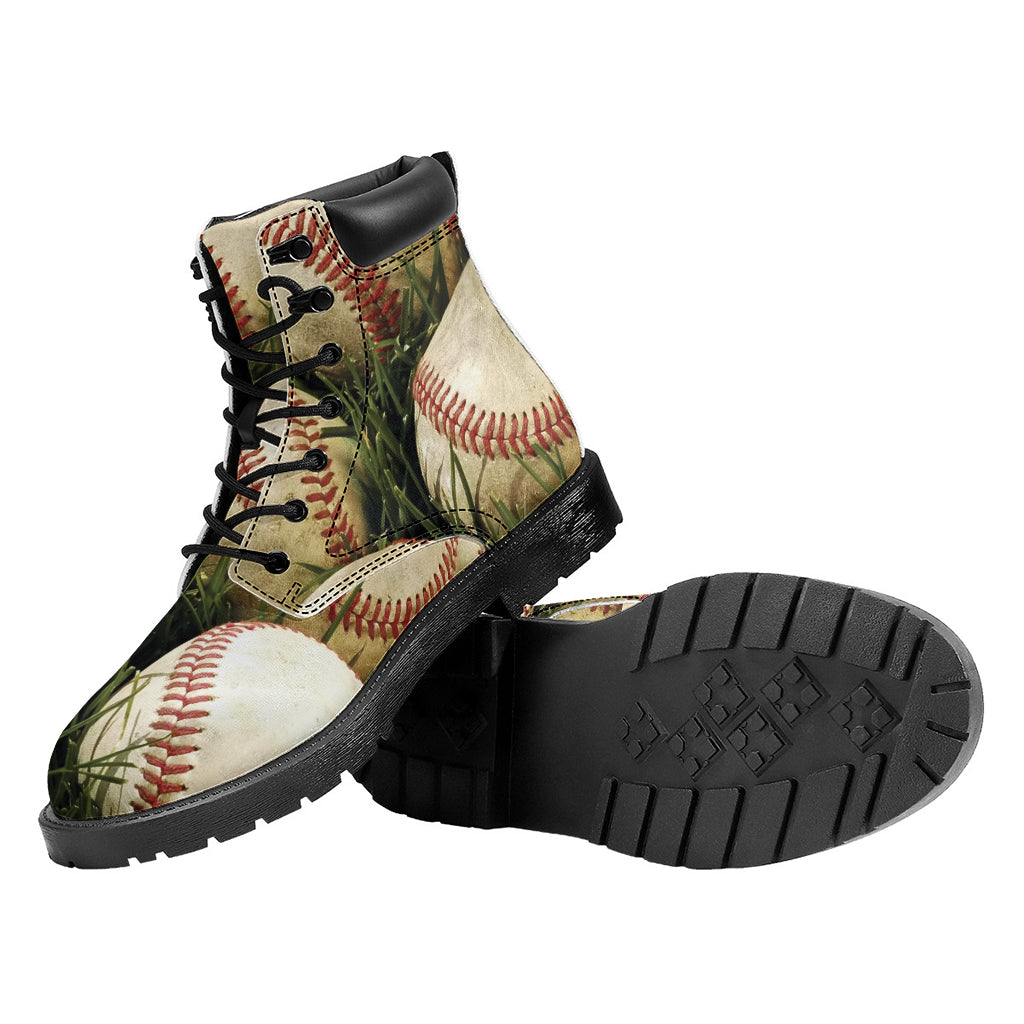 Baseballs On Field Print Work Boots