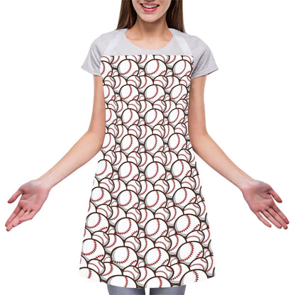 Baseballs Pattern Print Adjustable Apron