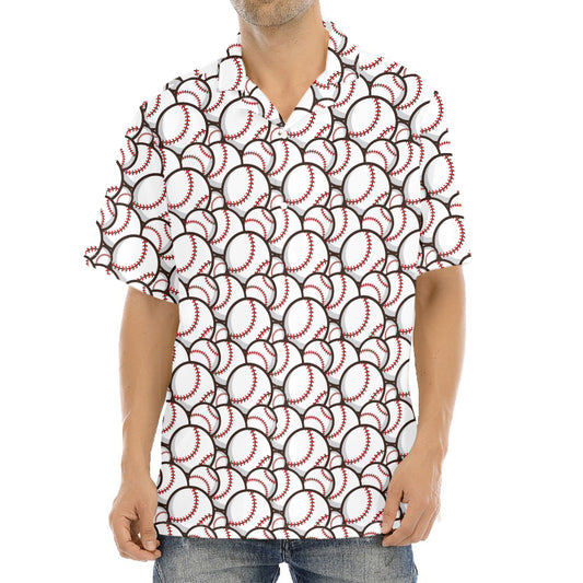Baseballs Pattern Print Aloha Shirt