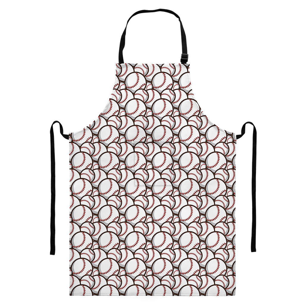 Baseballs Pattern Print Bib Apron With Pocket