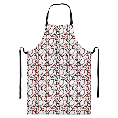 Baseballs Pattern Print Bib Apron With Pocket