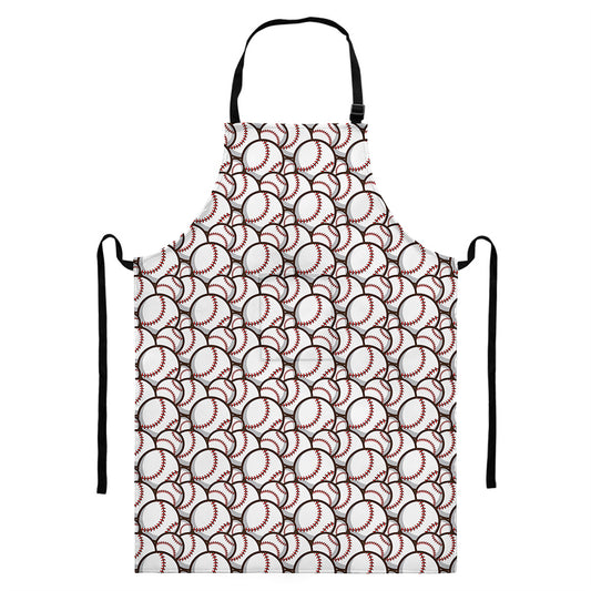 Baseballs Pattern Print Bib Apron With Pocket