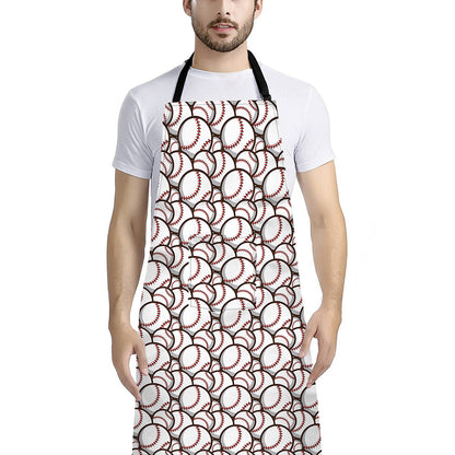 Baseballs Pattern Print Bib Apron With Pocket