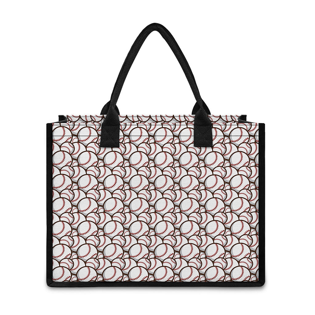 Baseballs Pattern Print Canvas Tote Bag