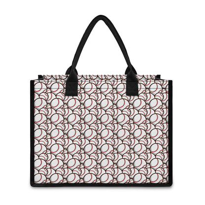 Baseballs Pattern Print Canvas Tote Bag