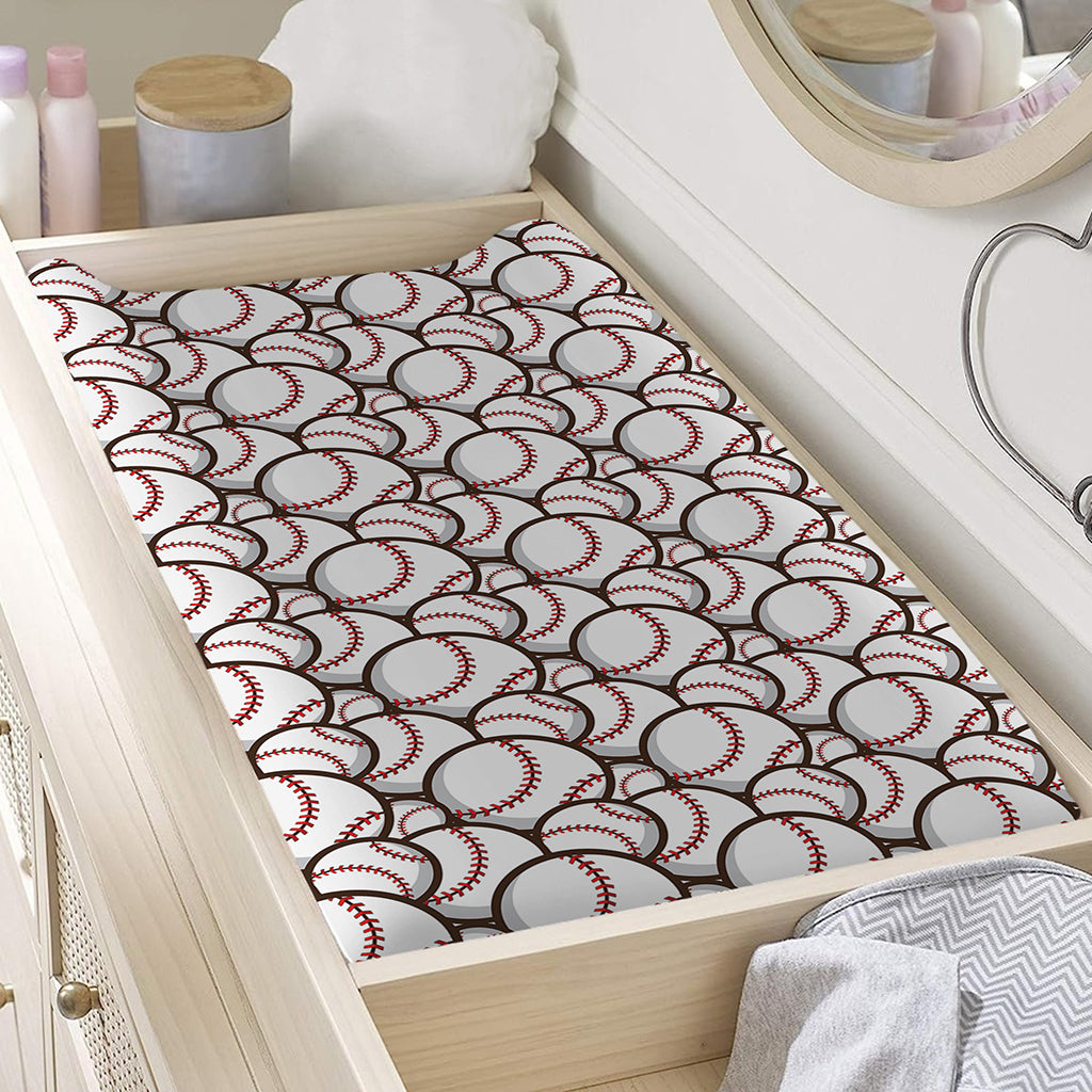 Baseballs Pattern Print Changing Pad Cover