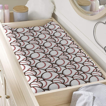 Baseballs Pattern Print Changing Pad Cover