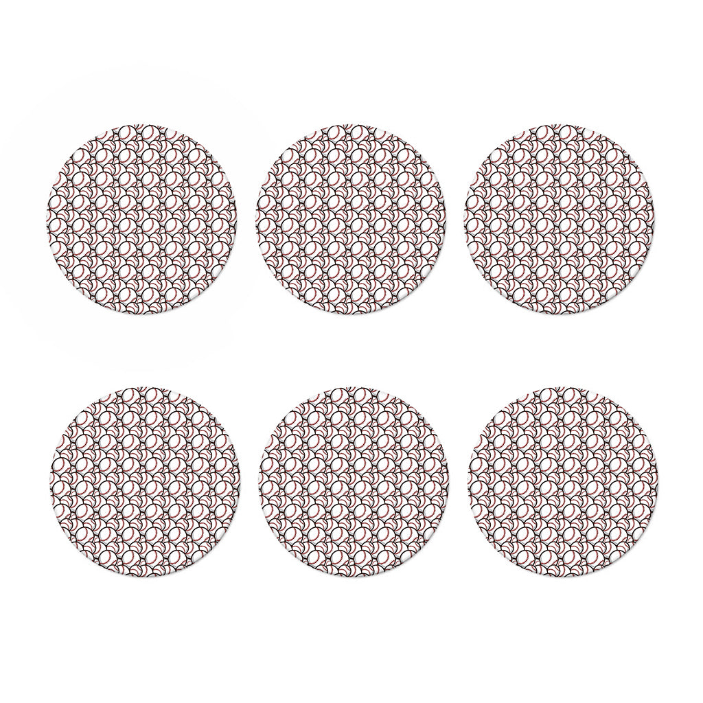 Baseballs Pattern Print Coaster Set