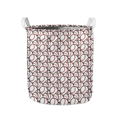 Baseballs Pattern Print Collapsible Laundry Basket