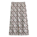 Baseballs Pattern Print Cotton Front Slit Maxi Skirt