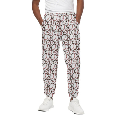 Baseballs Pattern Print Cotton Pants