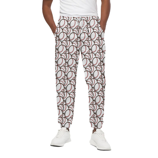 Baseballs Pattern Print Cotton Pants
