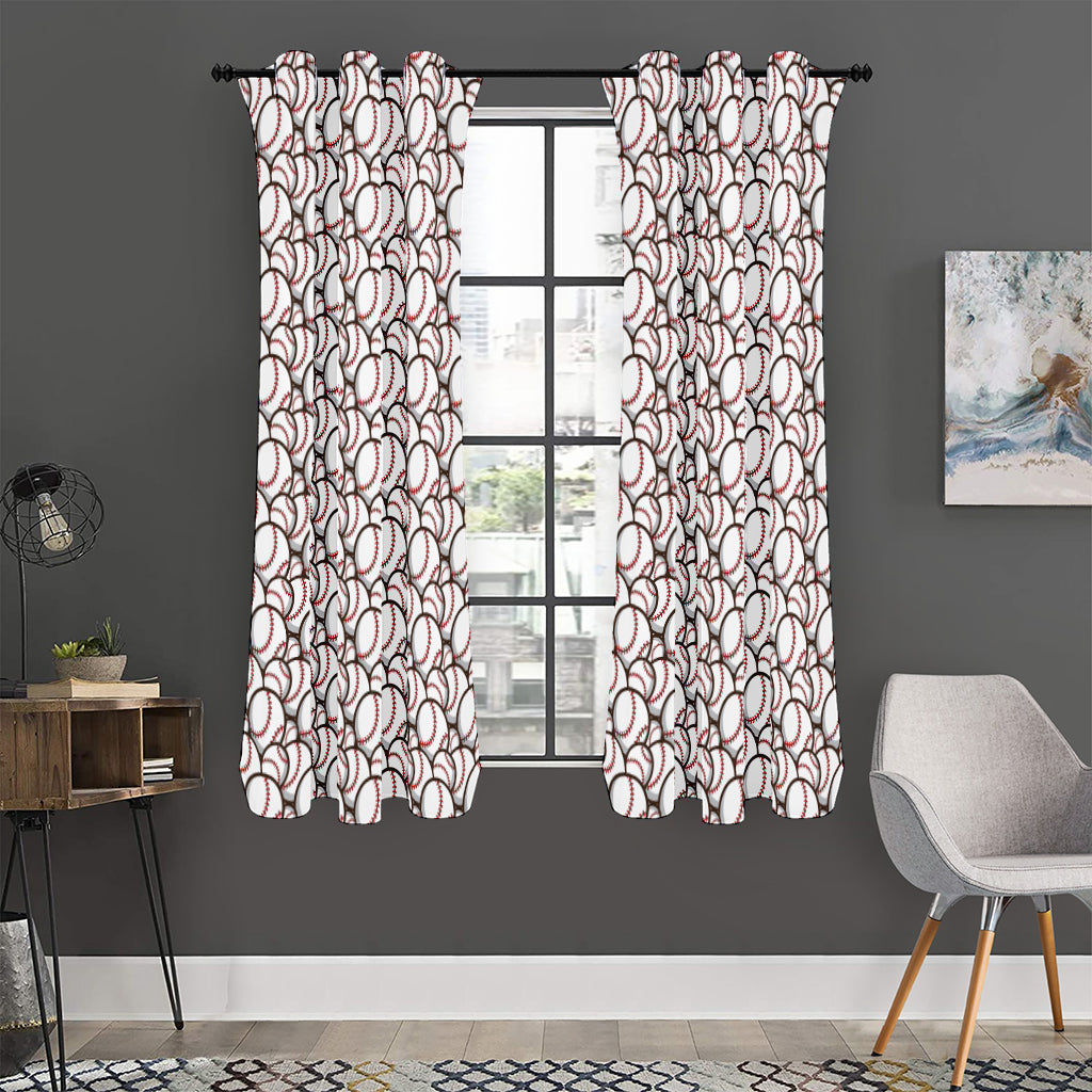 Baseballs Pattern Print Curtain