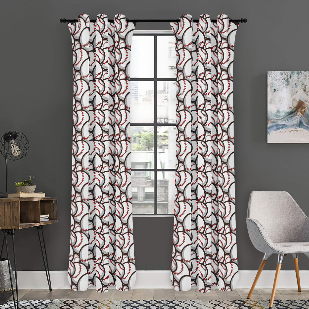 Baseballs Pattern Print Curtain
