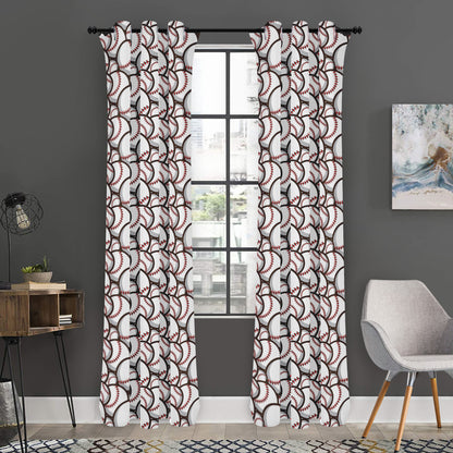 Baseballs Pattern Print Curtain
