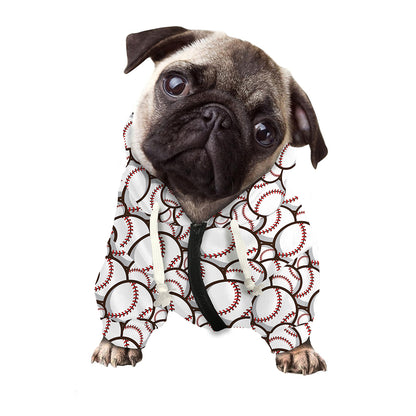 Baseballs Pattern Print Dog Zip Up Hoodie