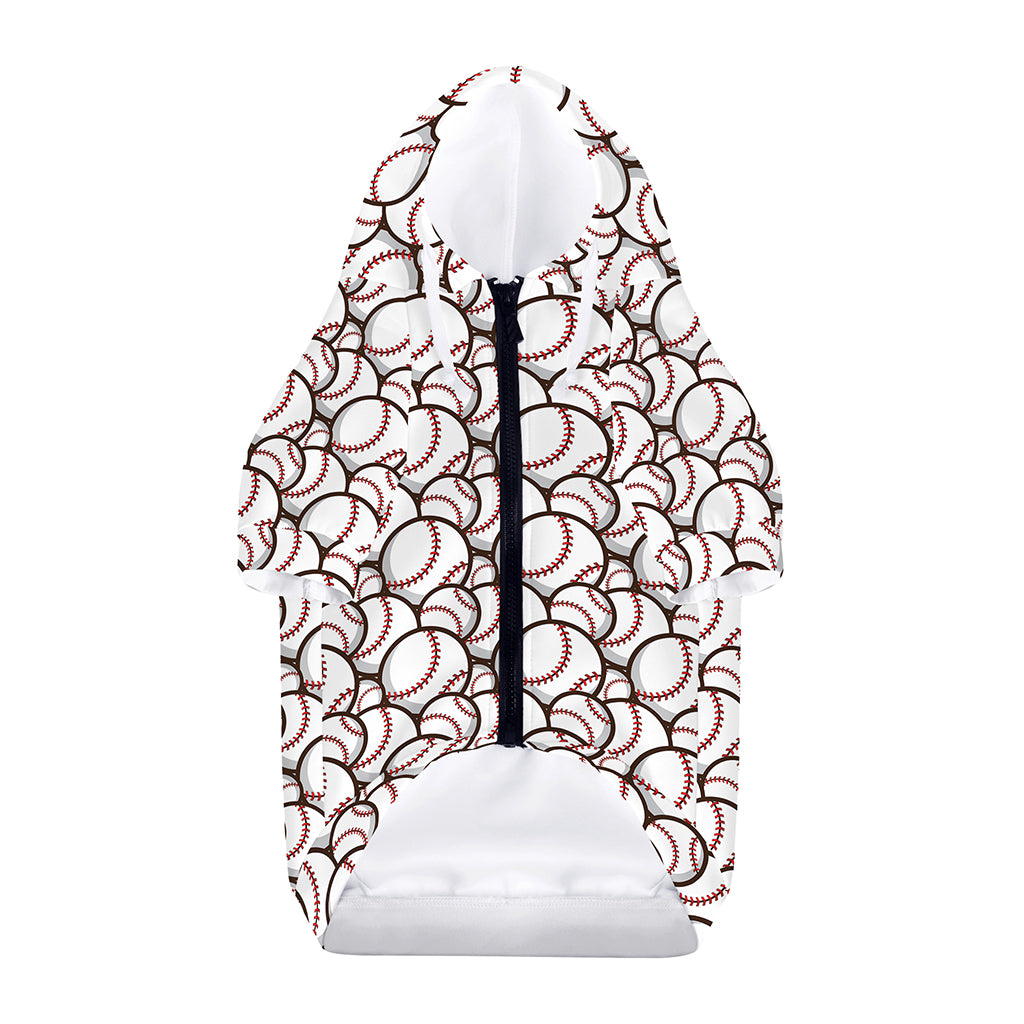 Baseballs Pattern Print Dog Zip Up Hoodie