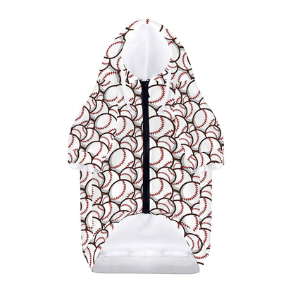 Baseballs Pattern Print Dog Zip Up Hoodie